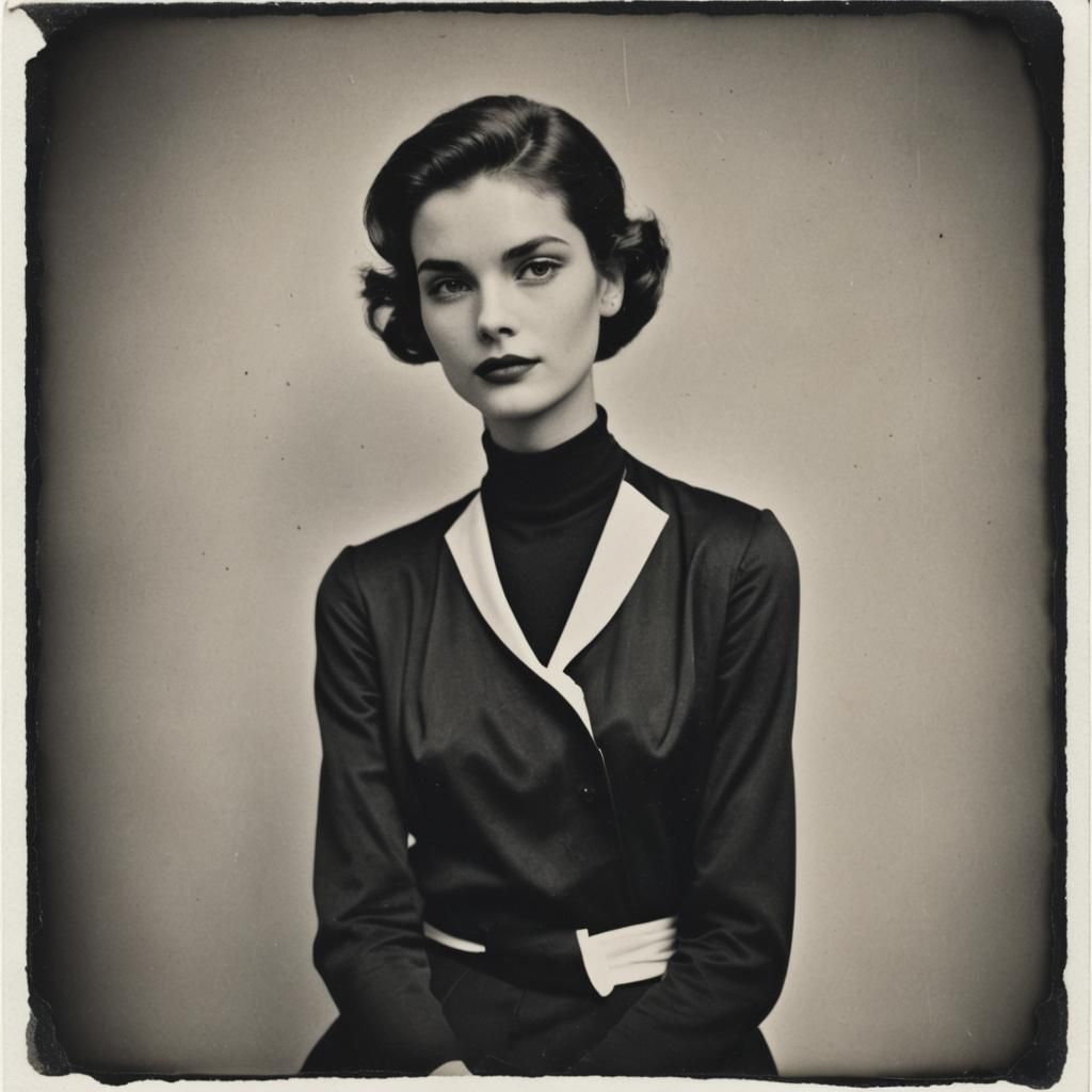 Fashion Model in Vintage Black and White Photo