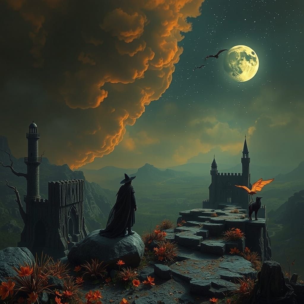 Vast Melancholy Scene with Deep 3D Shadows