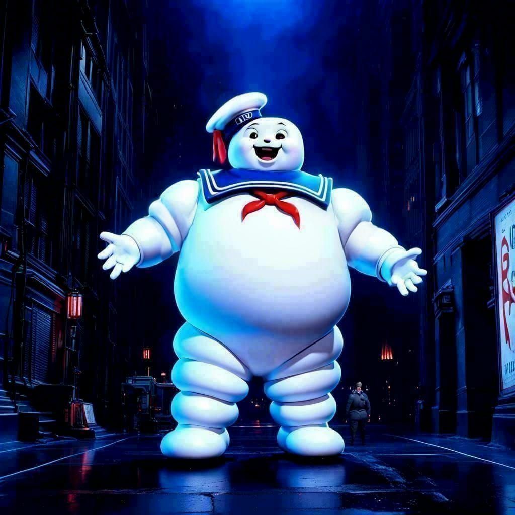 Stay-Puft Marshmallow Man in Moody Horror Ambience