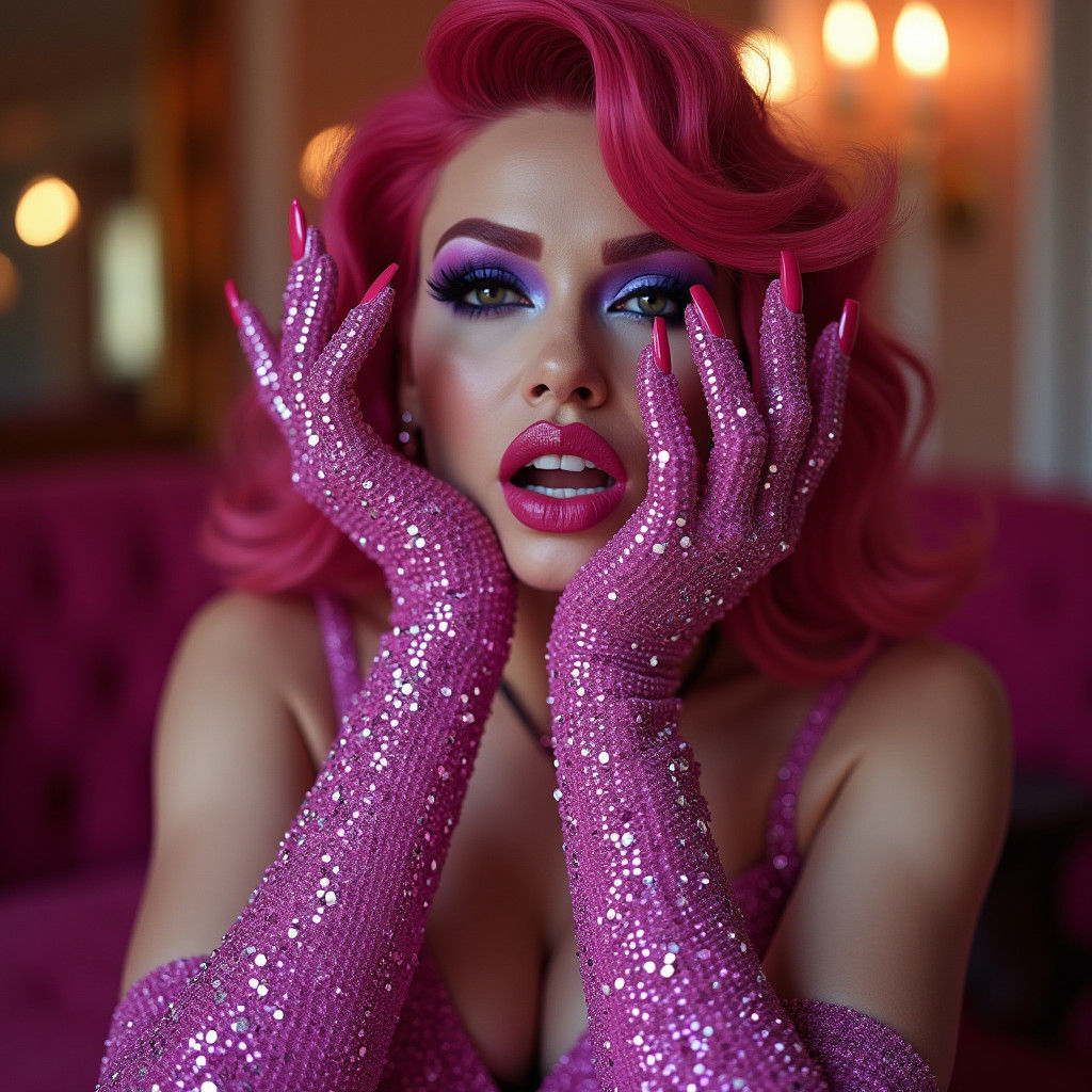 Rhinestone Drag Queen in Graphic Style