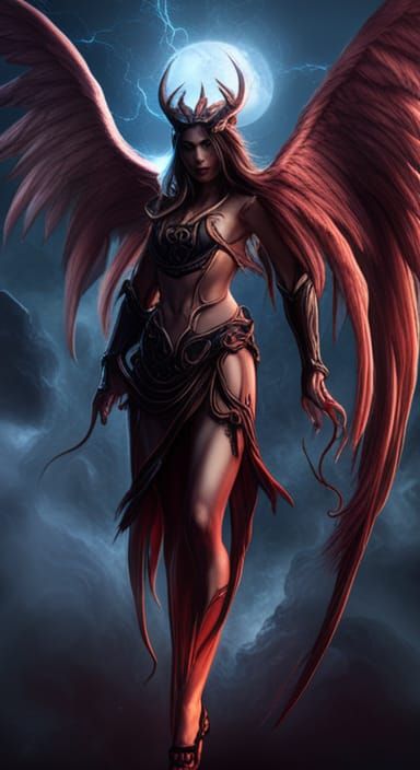 Angel Demon Hybrid in Detailed Matte Painting