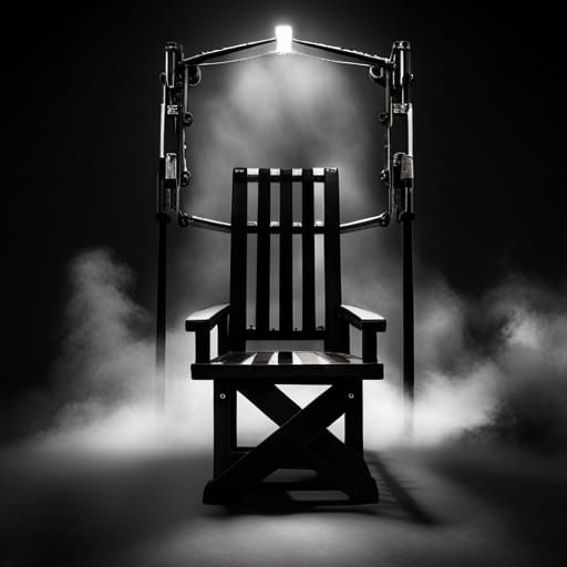 Ominous Electric Chair in Dark, Spooky Lighting