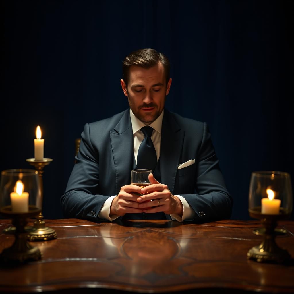 Gentleman Enjoying Scotch in Cinematic Lighting