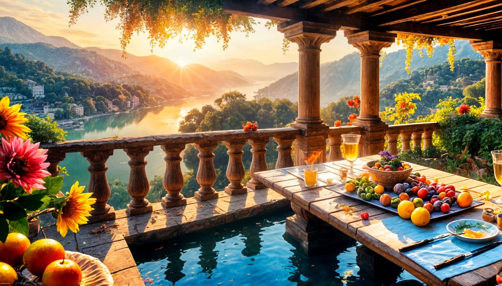 Cinematic Landscape in Sfumato Style with Double Exposure