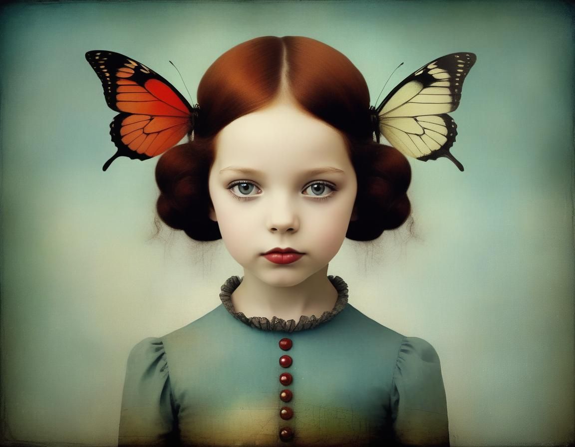 Surreal Portrait of a Girl in Collage Style