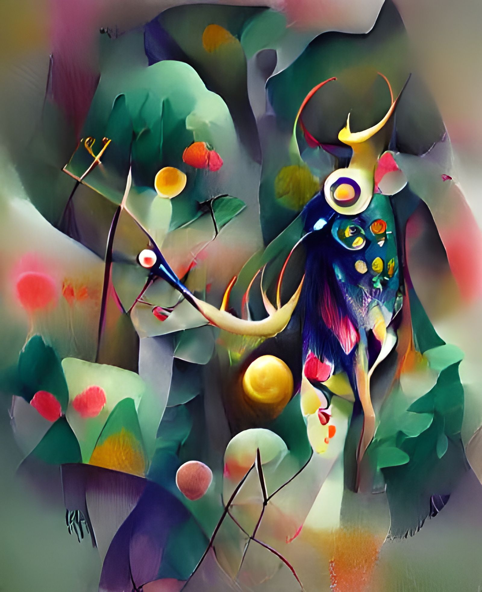 Colorful Forest Spirit in Watercolor Style