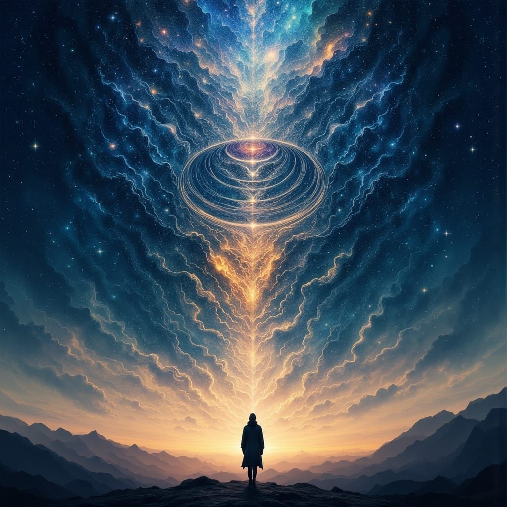 Cosmic Soul Journey: Figure in Starlight