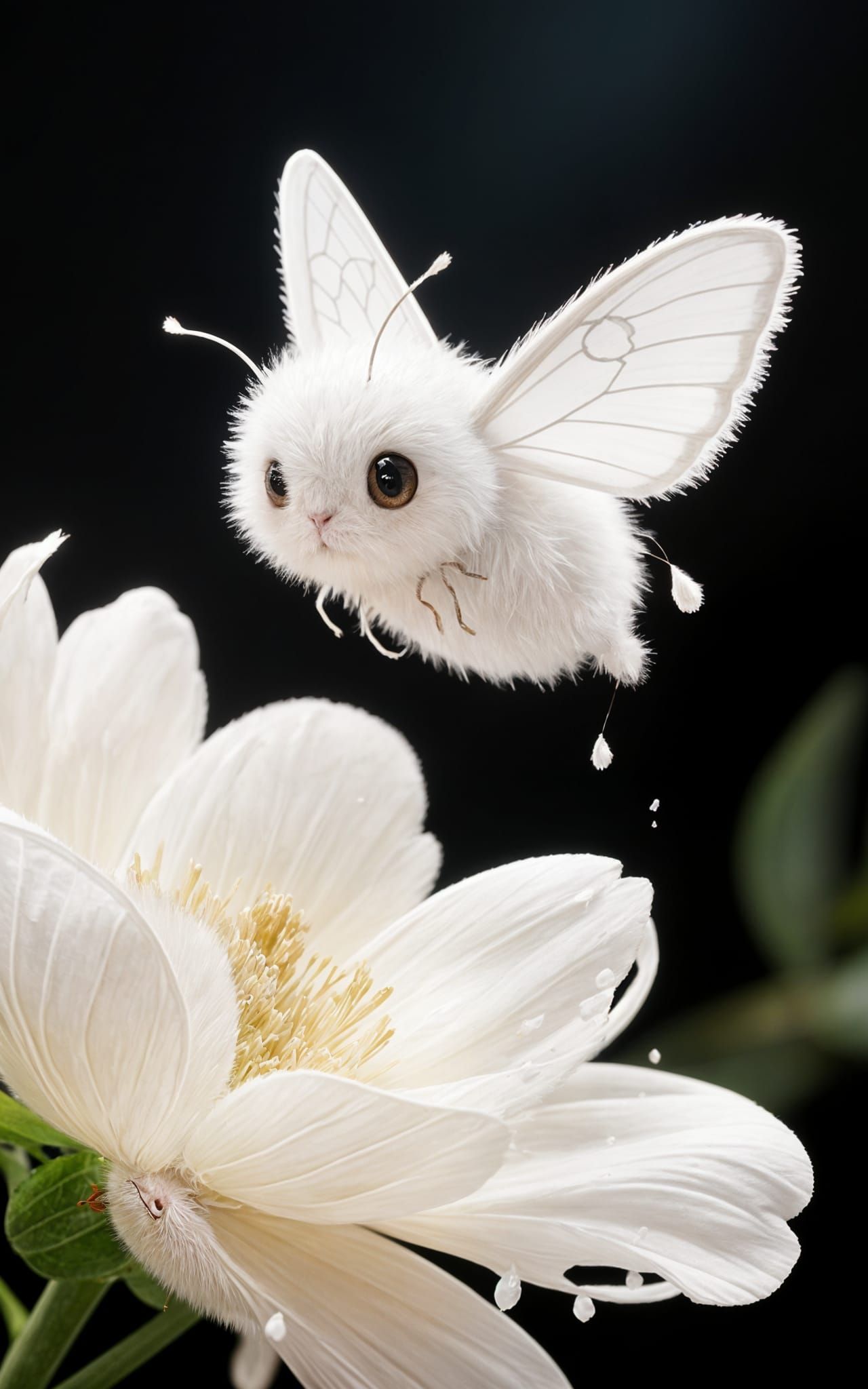 Chibi Moth with Flower, Digital Art Style