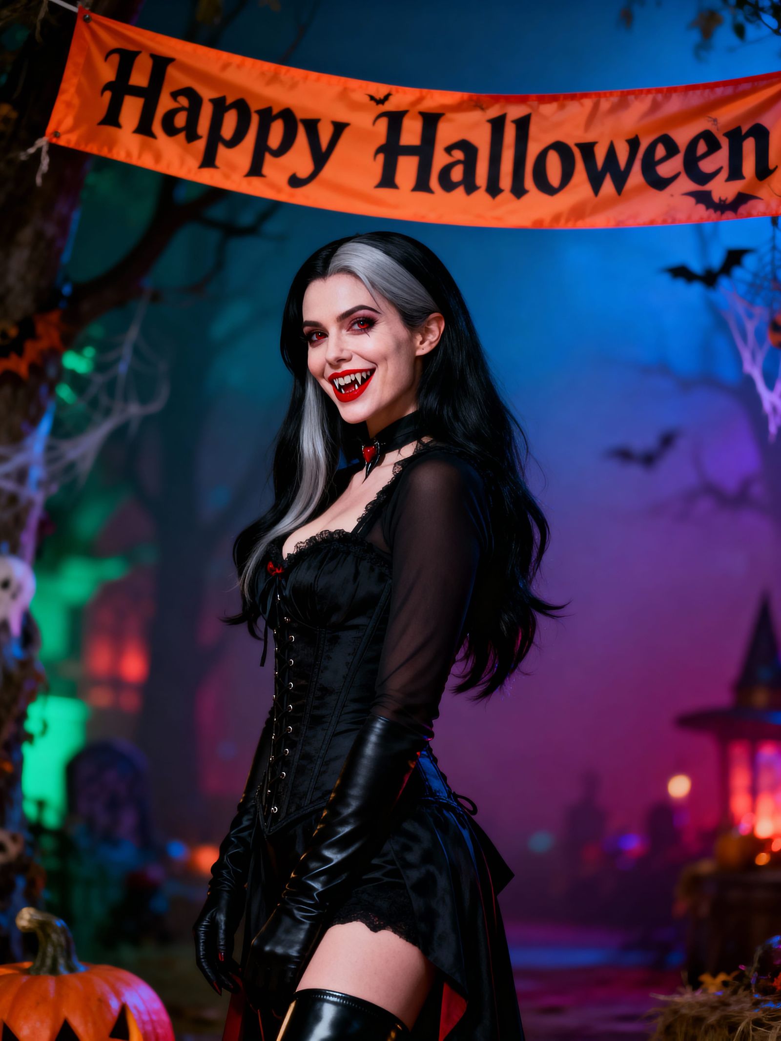 Vampire Queen Halloween Portrait in Hyperrealistic Style