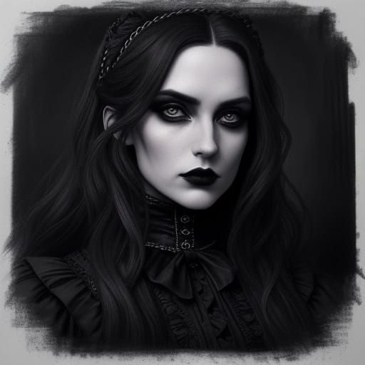 Victorian Alice in Wonderland Charcoal Portrait