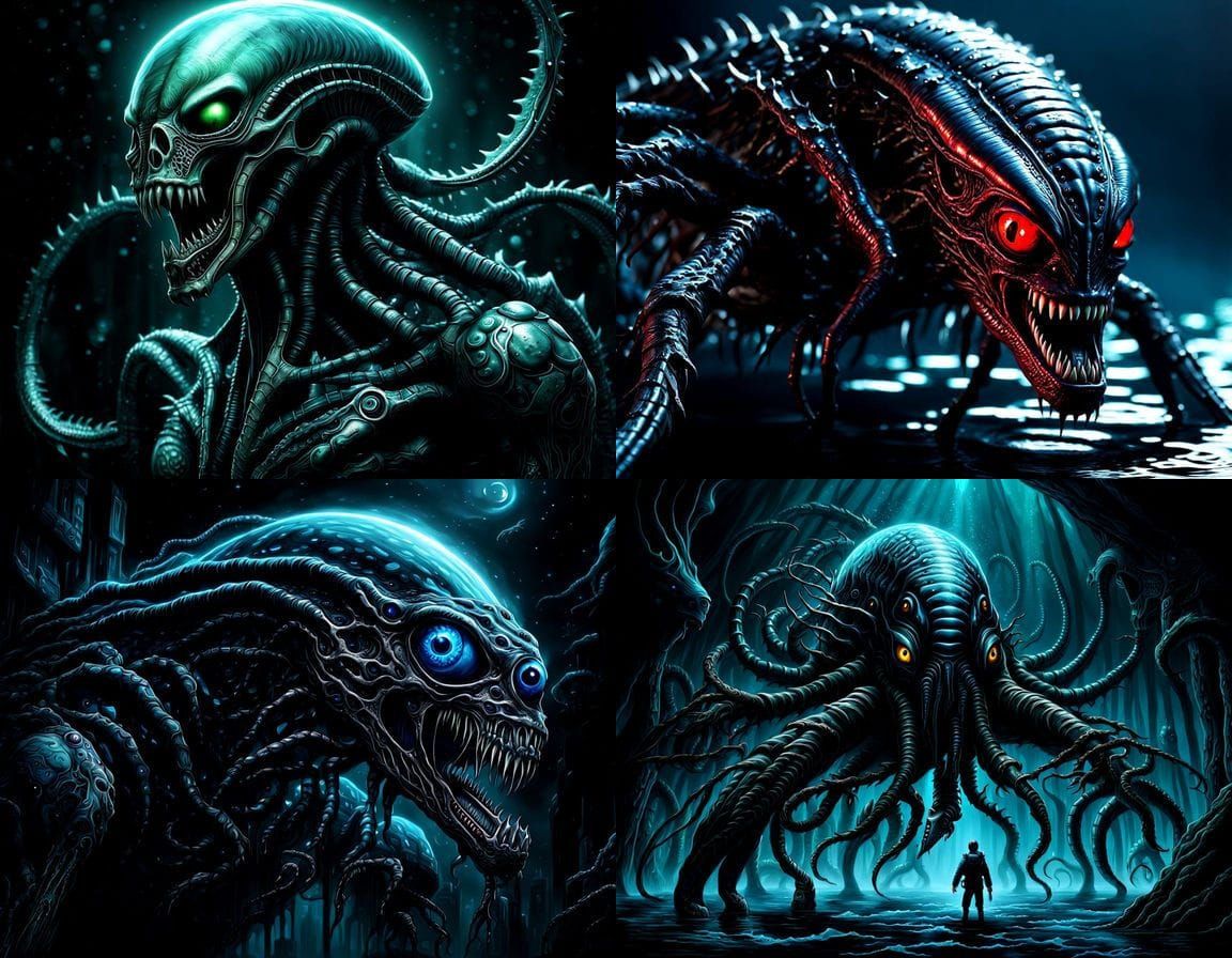 Underwater Terror in Giger Style