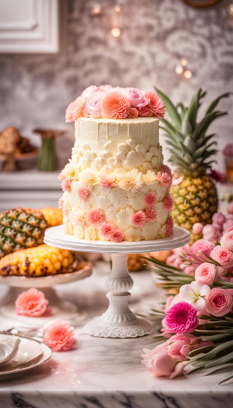 Baroque Cake with Spring Flowers, Food Photography