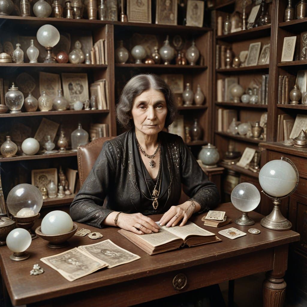 Vintage Romanian Seer in Occult Bookshop