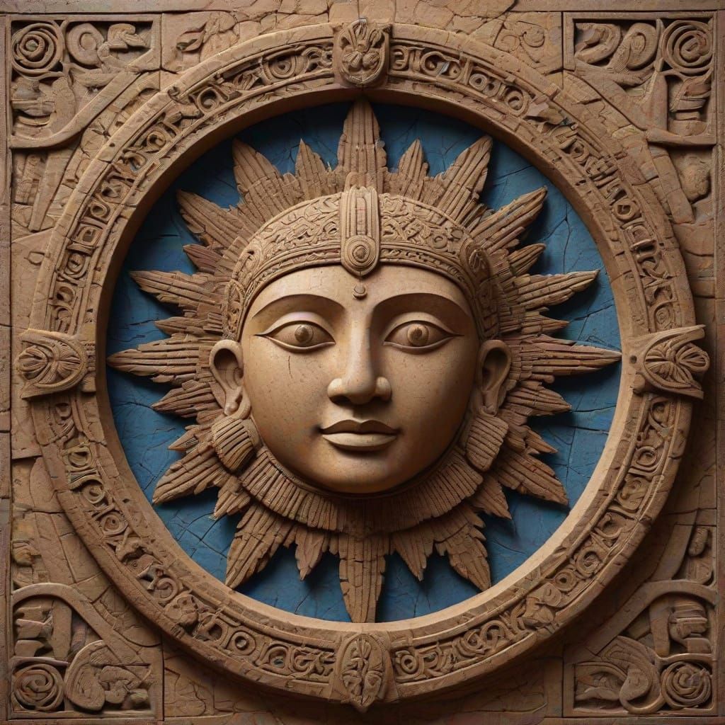 Ancient Sun Gate of Tiahuanaco Stone Carving