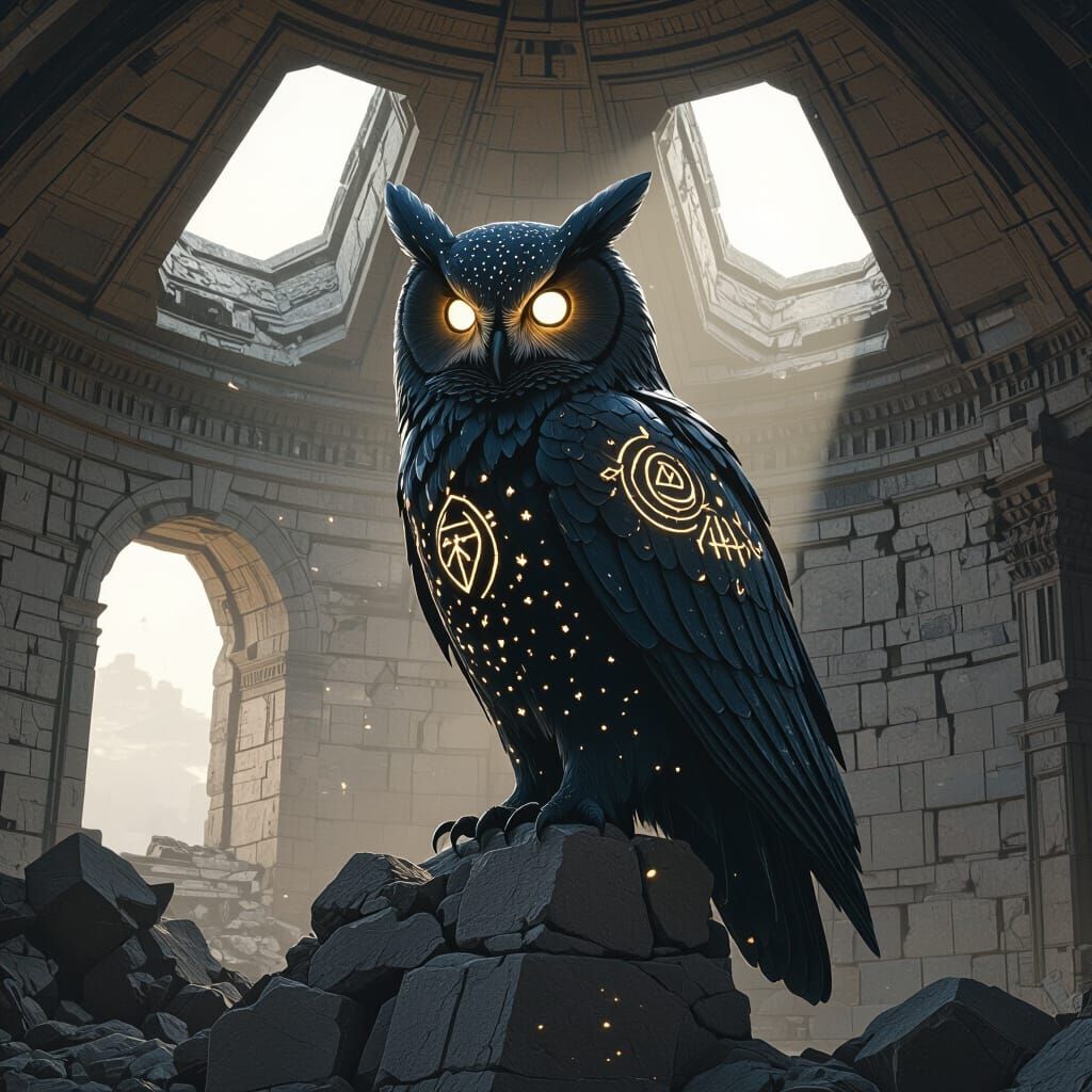 Arcane Obsidian Owl in Crumbling Observatory