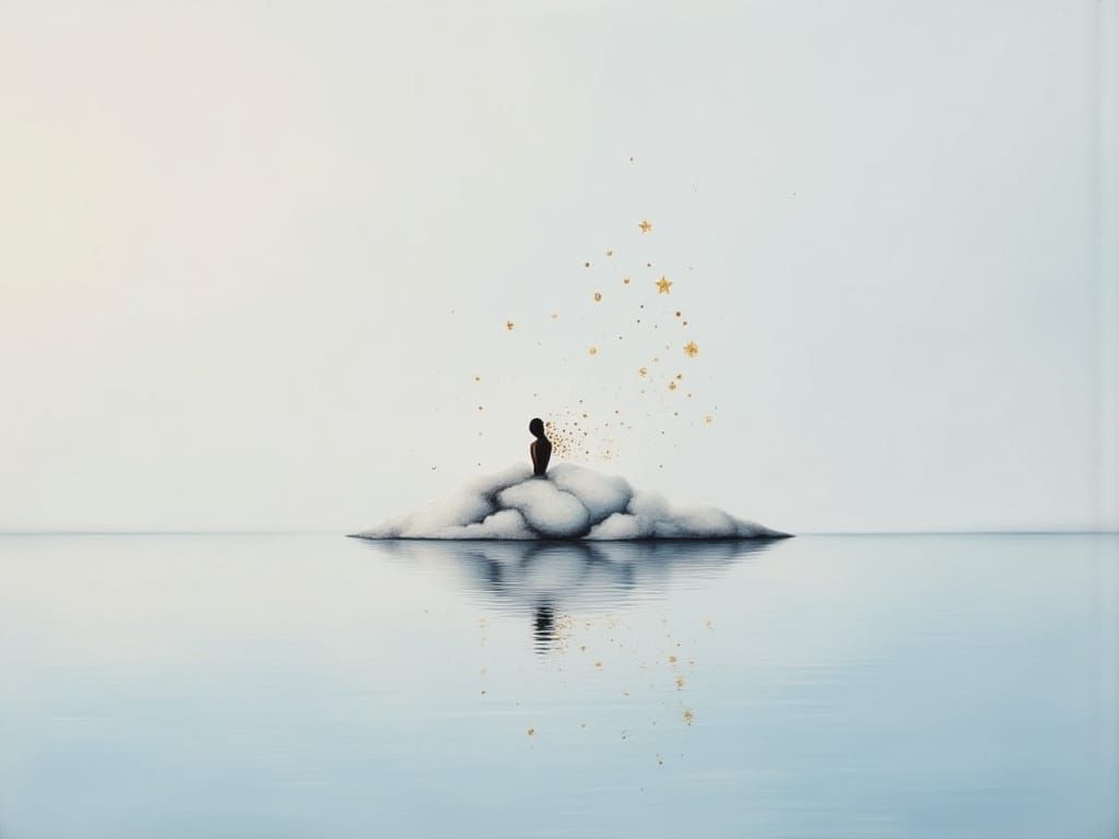 Cosmic Figure with Luminous Cloud Hair