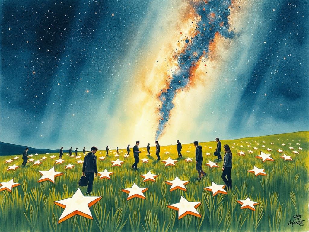 Stars Lying Down in a Serene Meadow