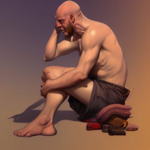 Detailed Portrait of Man Licking His Feet