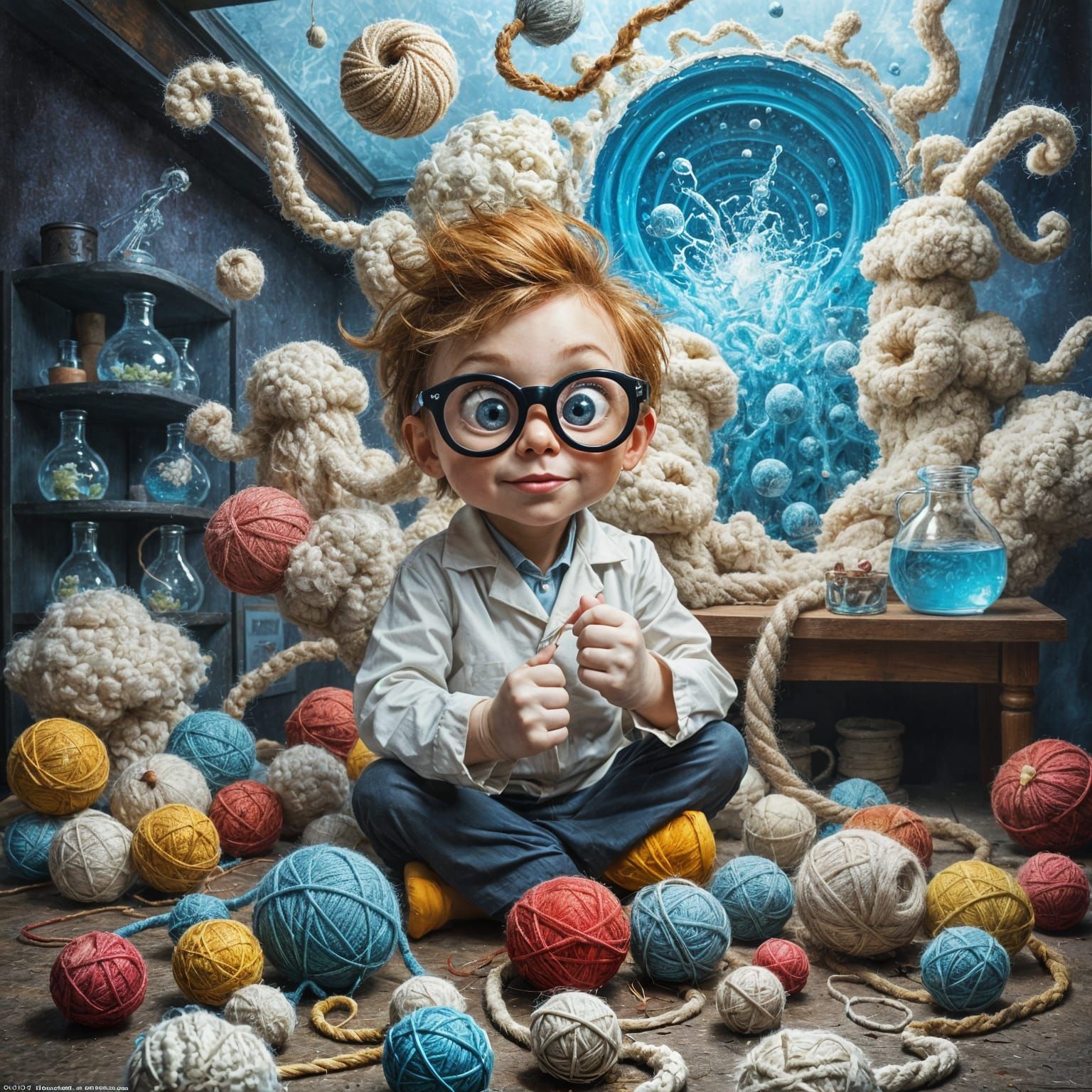 Mad Scientist Knits Nuclear Experiment in Pop Surrealist Mas...