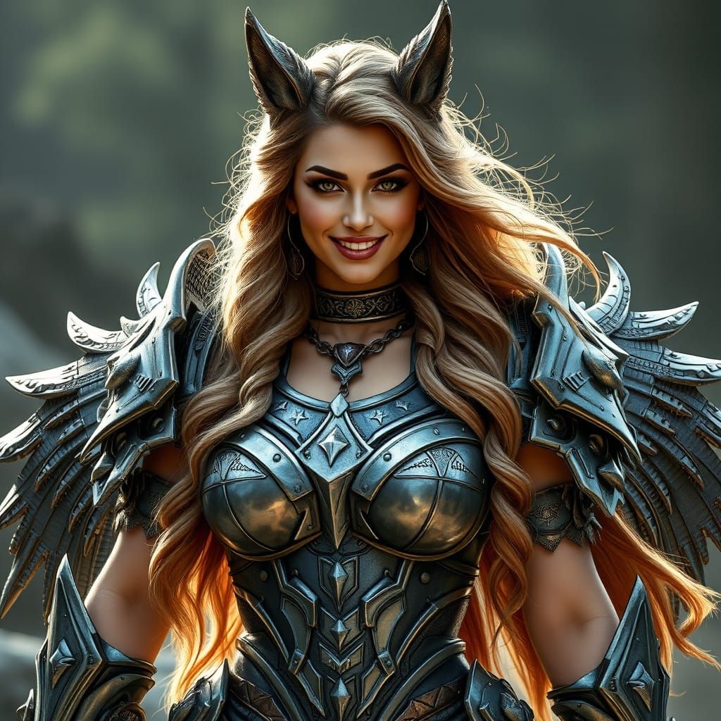 Valkyrie Warrior in Cyberpunk Metal Armor