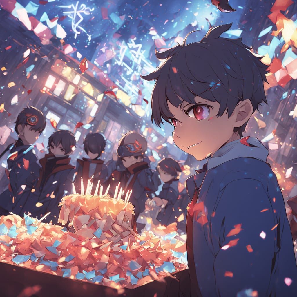 Anime Boy Dancing at Birthday Party in 3D