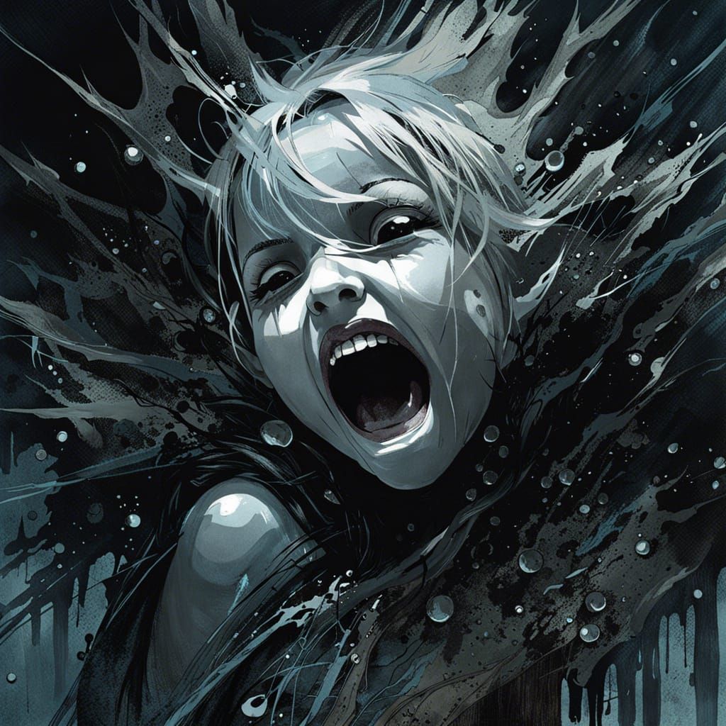 Crying Wraith in Reverse Graffiti Splash Art