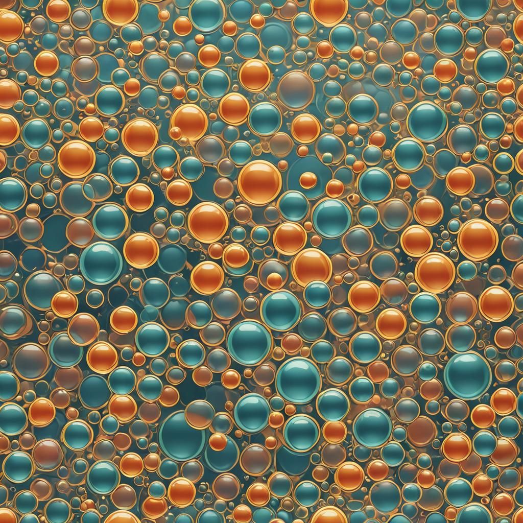 Abstract Cel-Shaded Bubbles in Complementary Colors