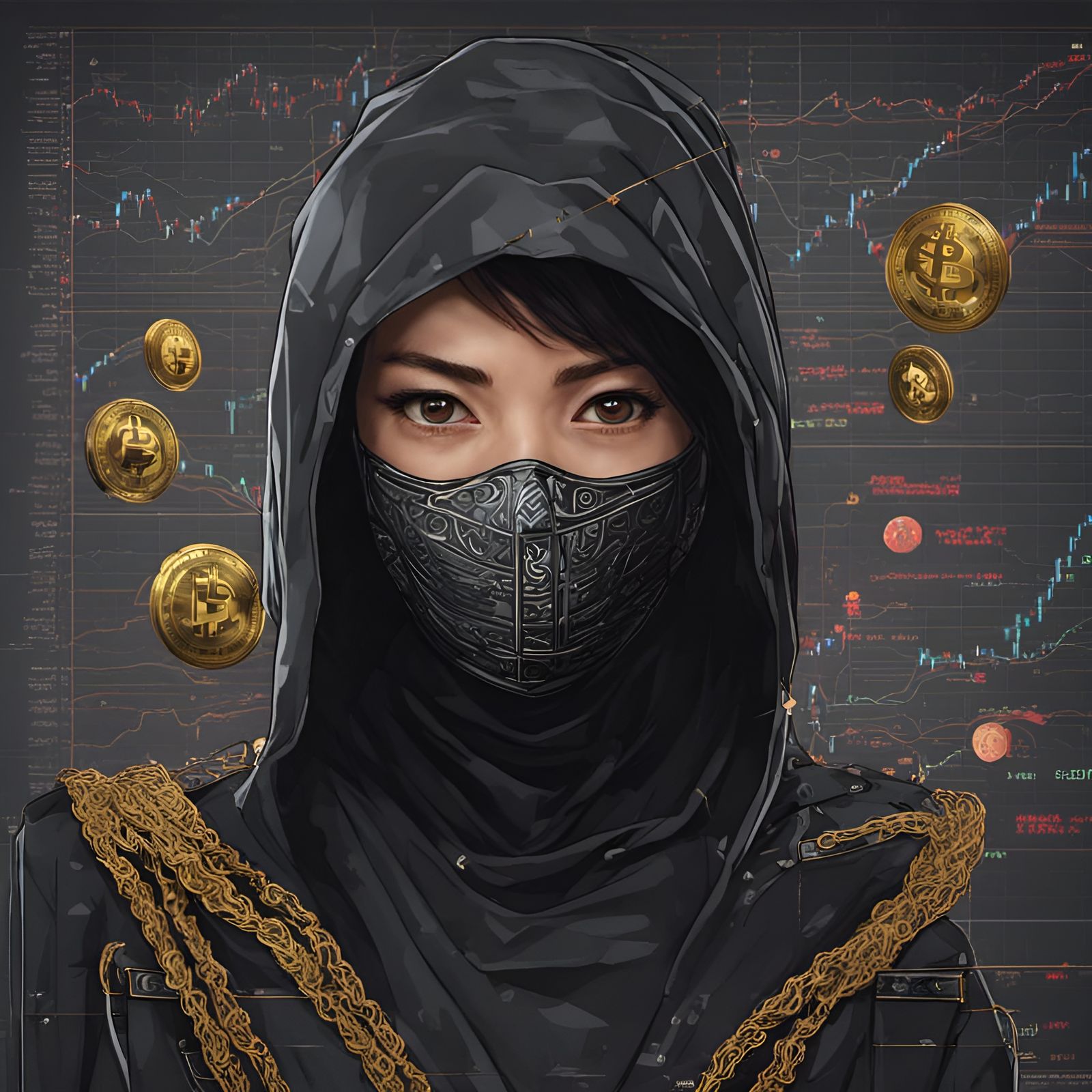 Stealthy Crypto Ninja in Hyperrealistic HDR