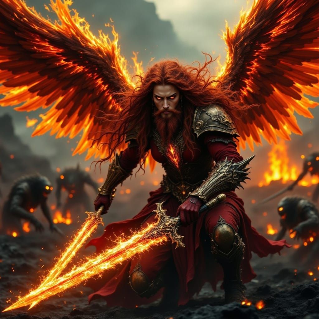 War Angel Battling Demons in Dark Fantasy Art
