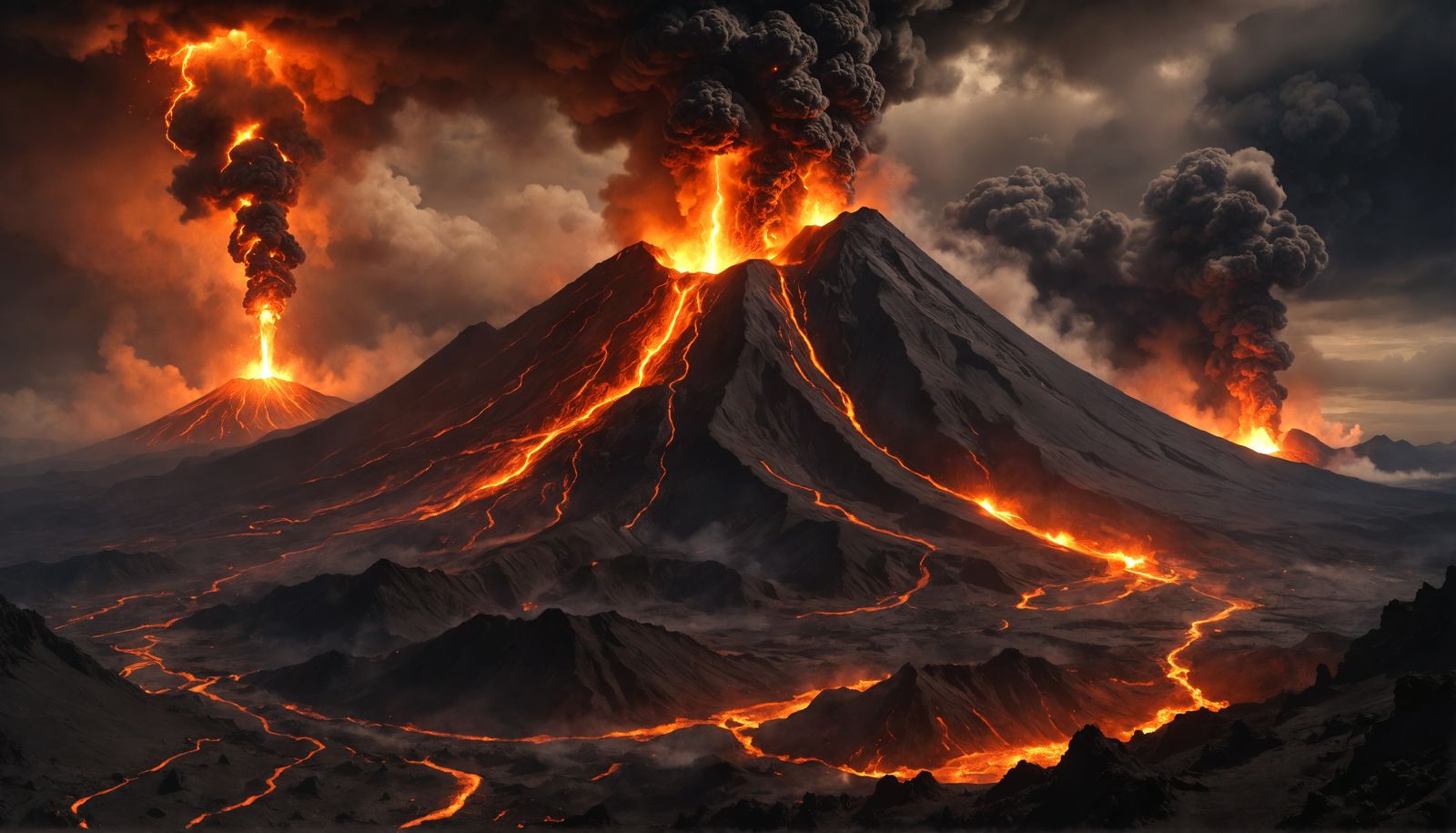 Photorealistic Volcano Emitting Gaseous Matter