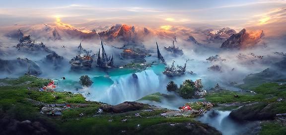 Enchanting Floating Islands in a Fantasy World
