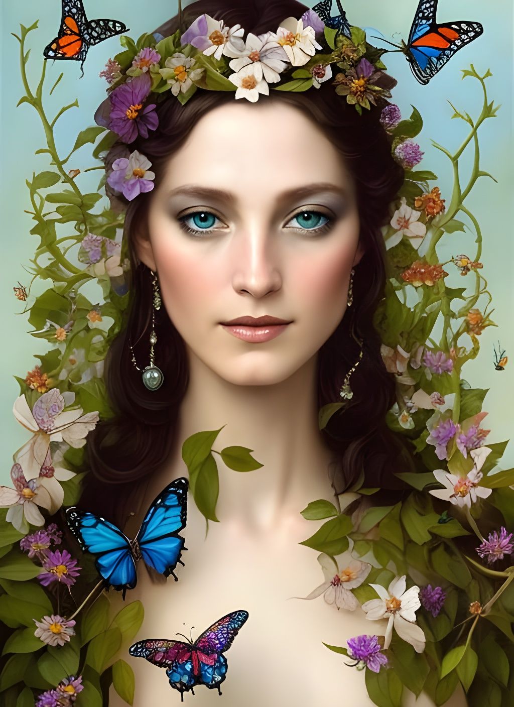 Elf Fairy with Butterflies Digital Illustration