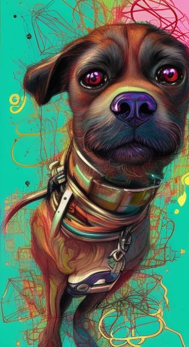 "Portrait of An adorable big eyed dog driving a car by Awwchang and James Christensen and CGSociety and Carne Griffiths ...