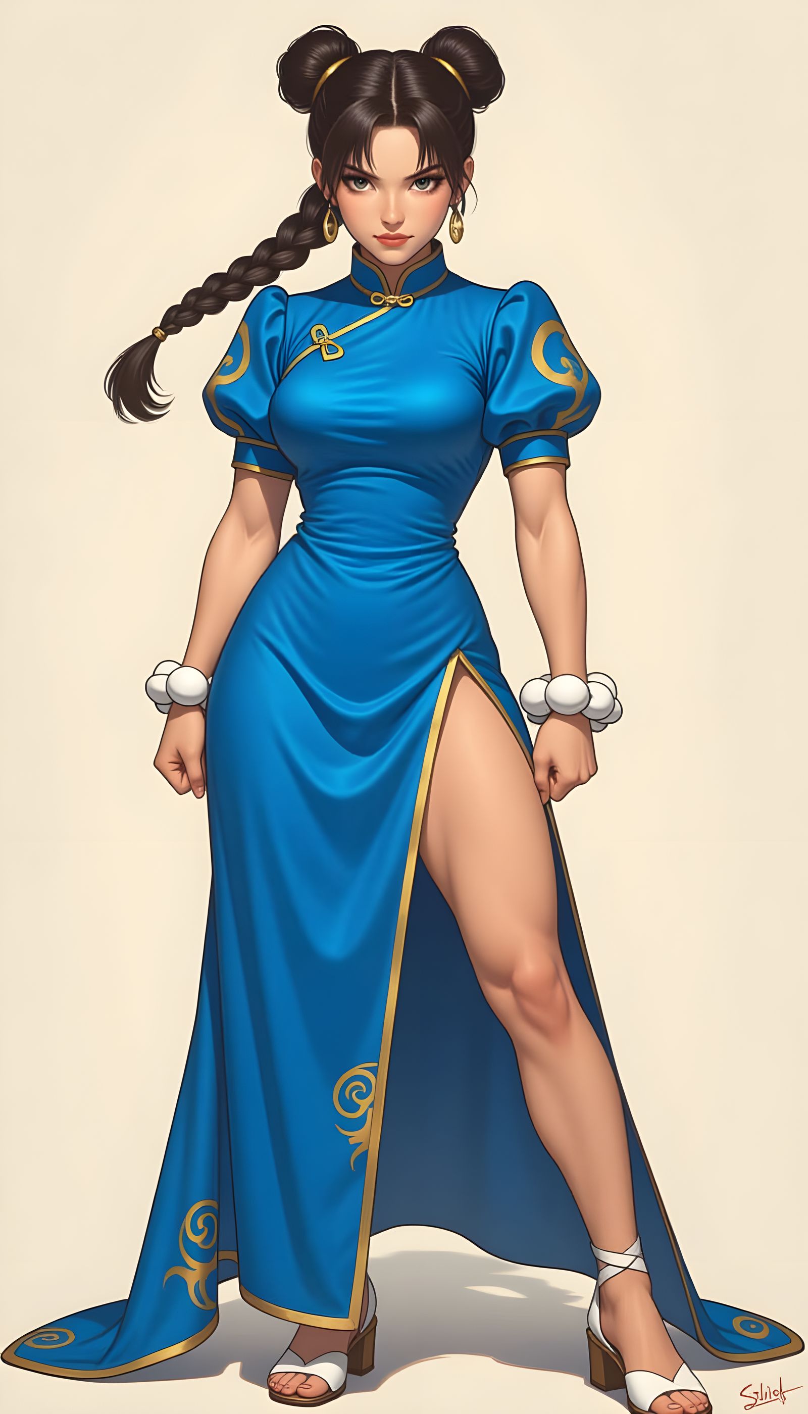 Chun-Li Dynamic Portrait in Blue Qipao