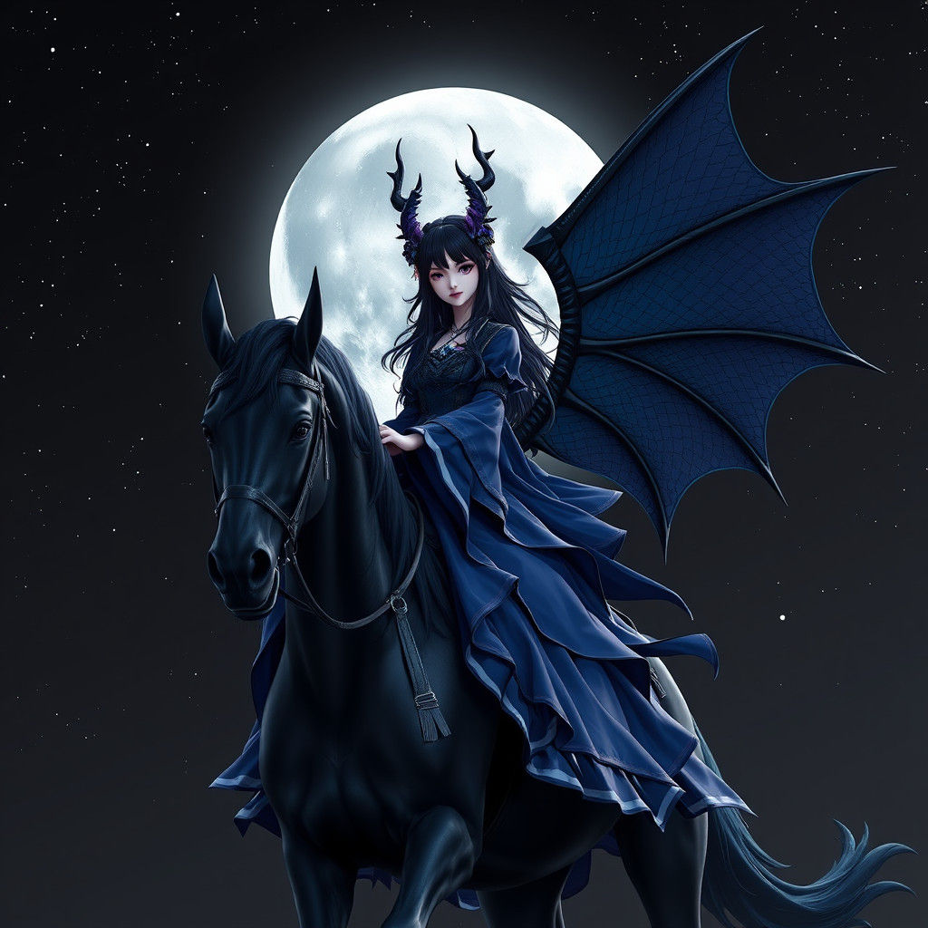 Rose Queen with Dragon Wings, Anime 3D Art