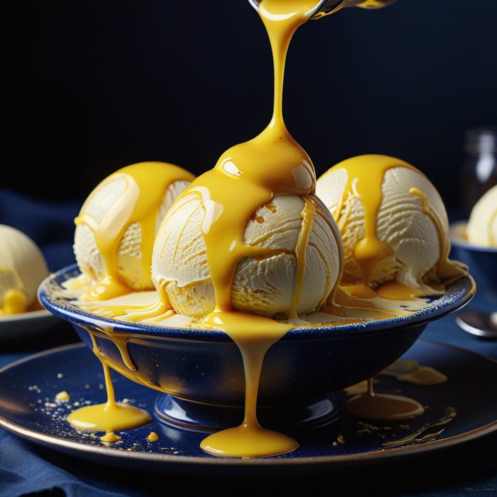 Creamy Dessert Still Life in Warm Golden Lighting