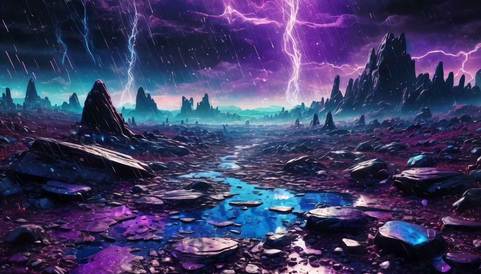 Magnetic Landscape with Electromagnetic Rocks in Astral Styl...