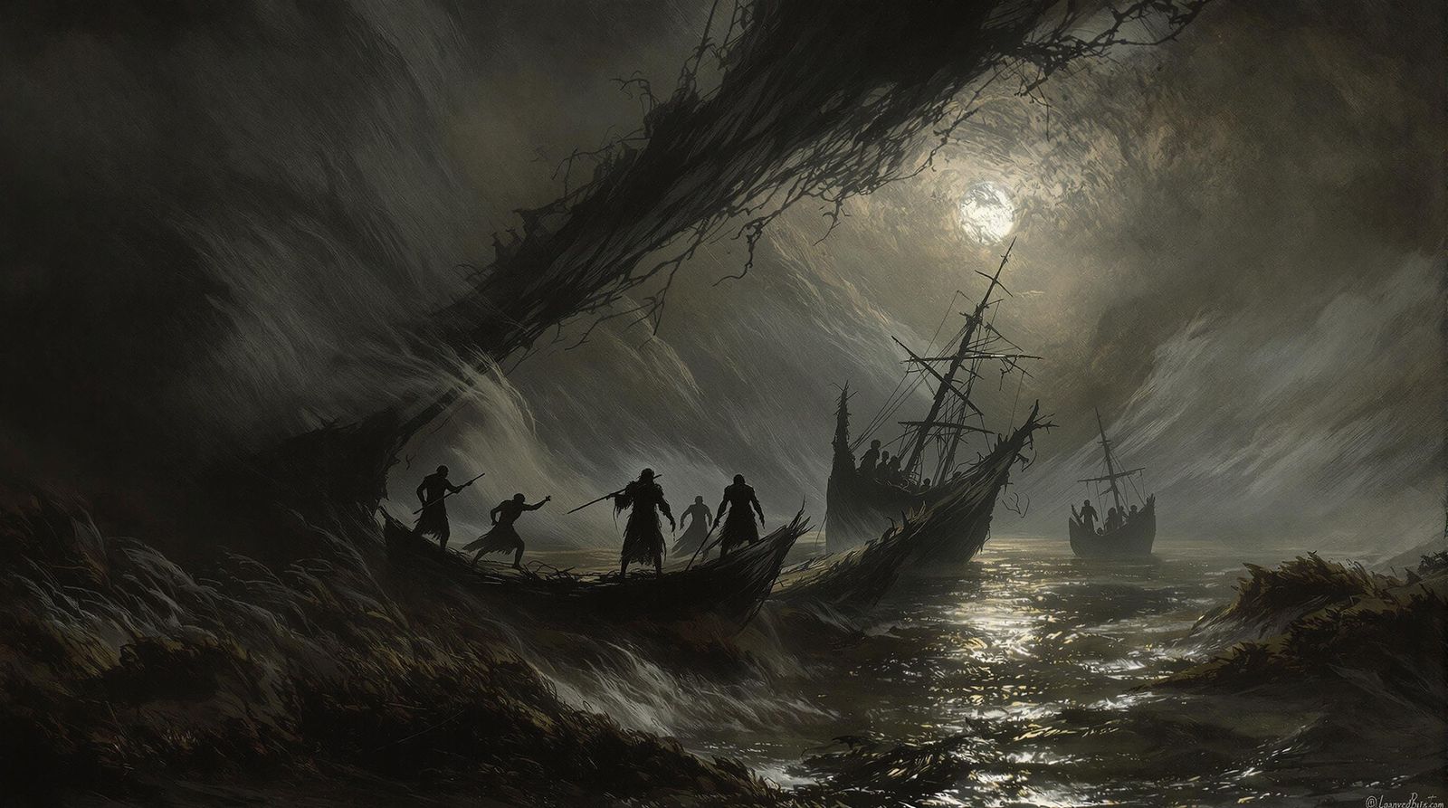 Horror Ferryman in the Style of Engraving