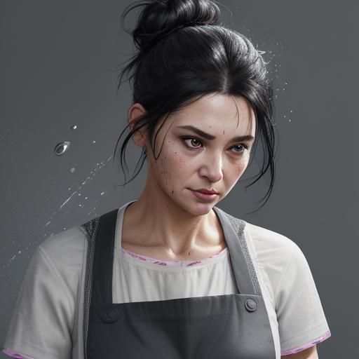 Hyperrealistic Portrait of a Woman with Apron