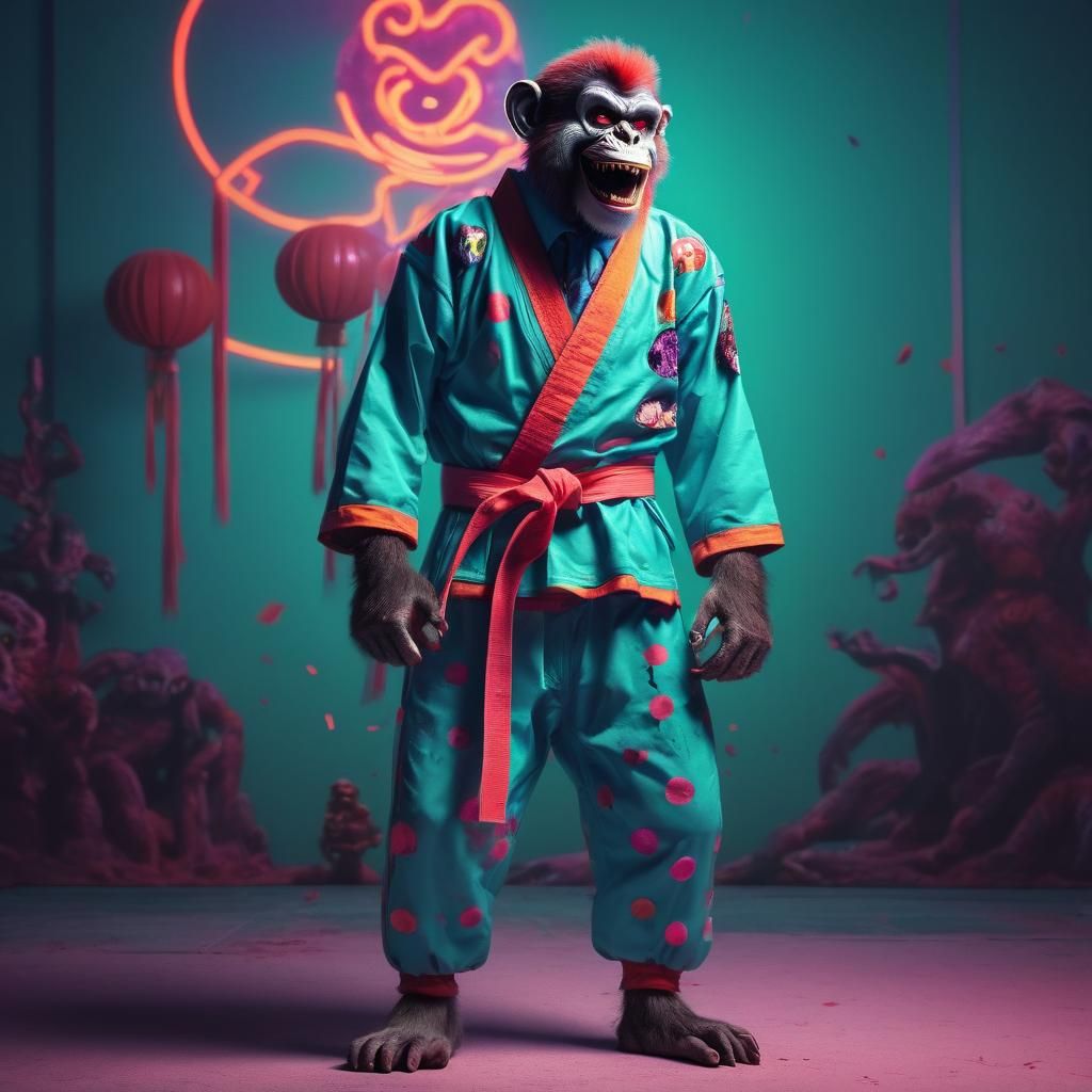 Synthwave Zombie Monkey Clown Karate Master