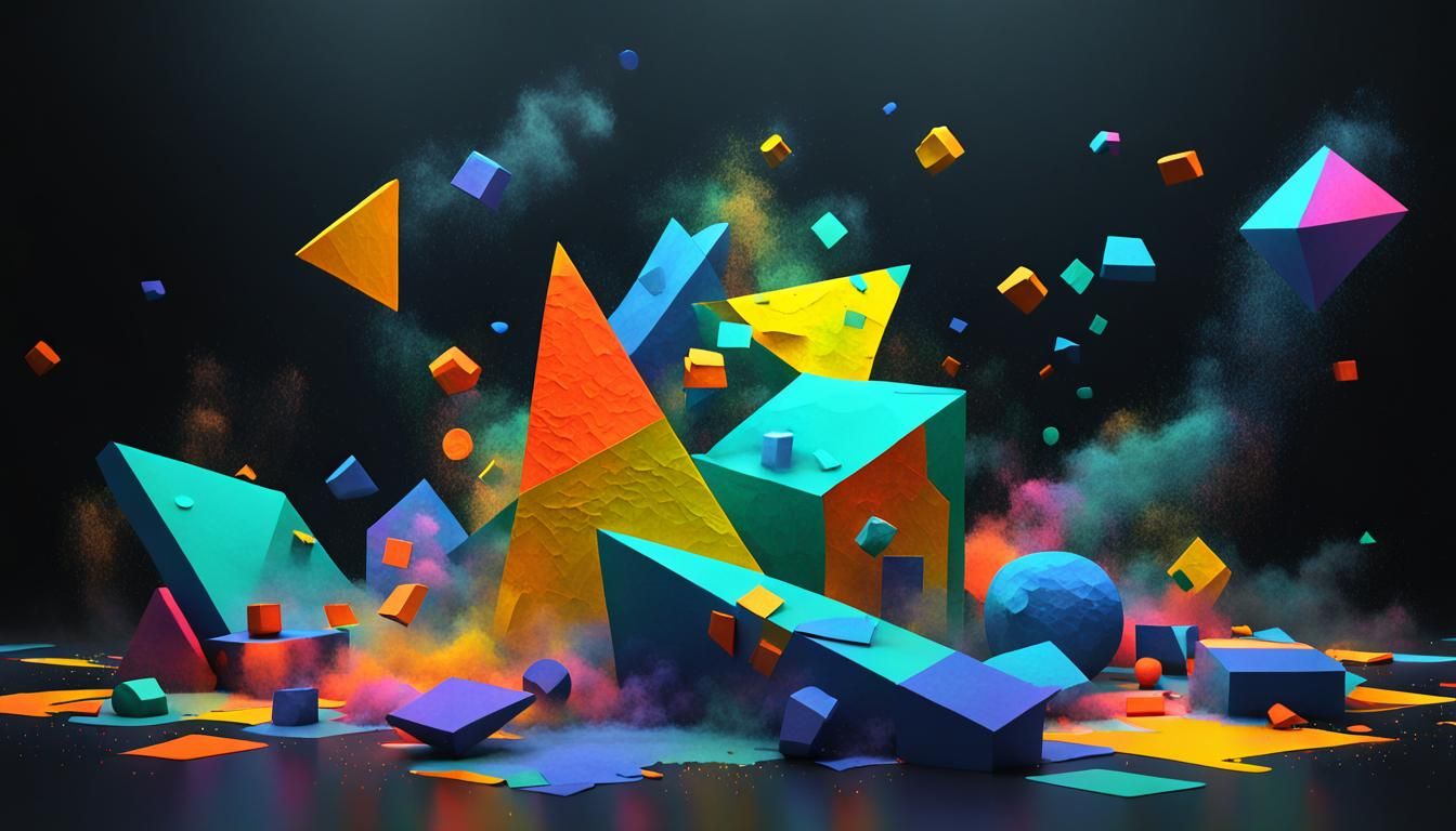 scattered geometric shapes