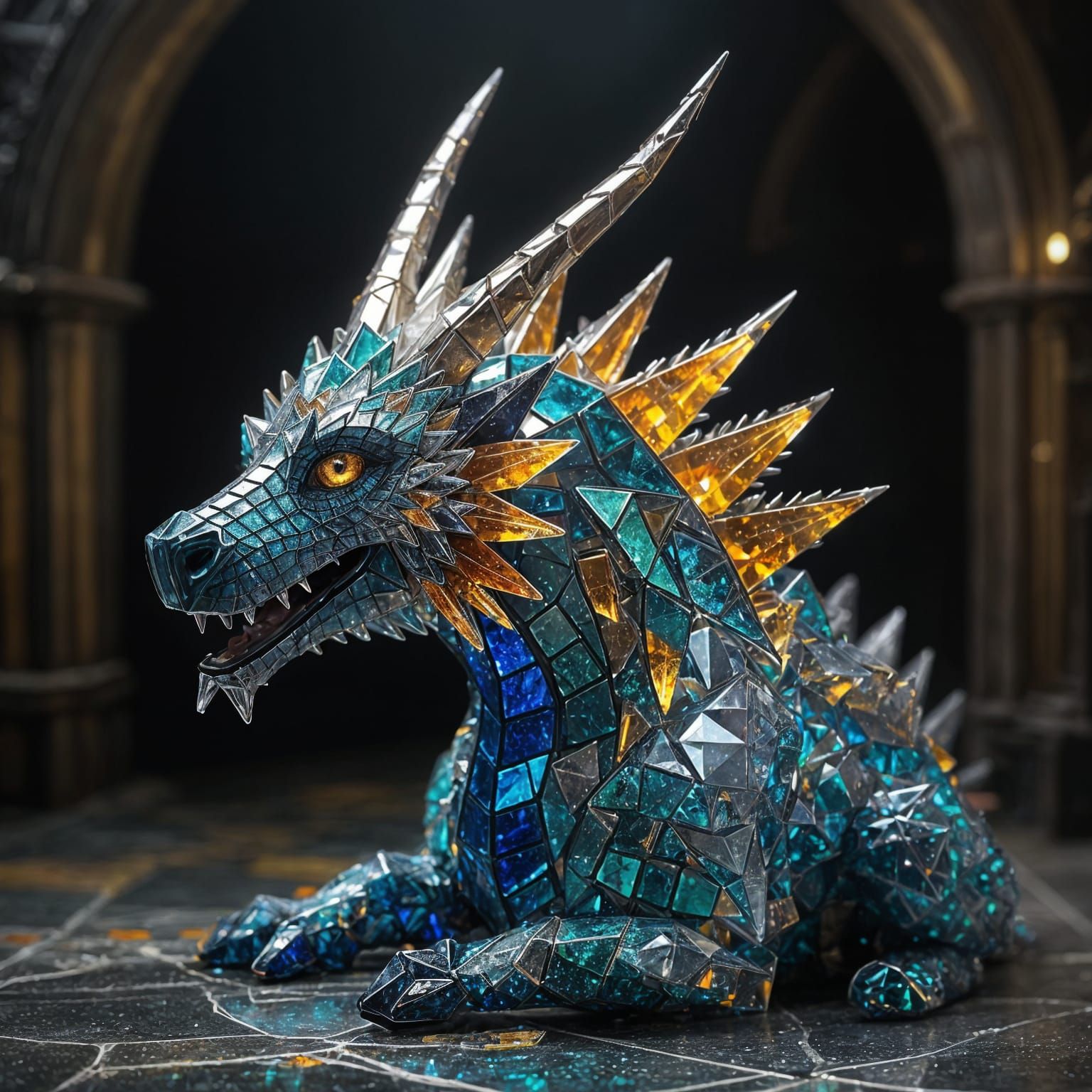 Dragon of Icy Majesty in Medieval Cathedral Style