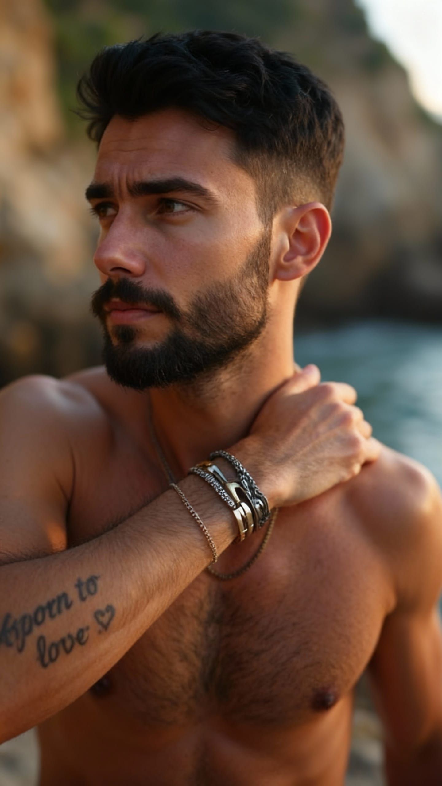 Handsome Man Portrait in Golden Hour Light