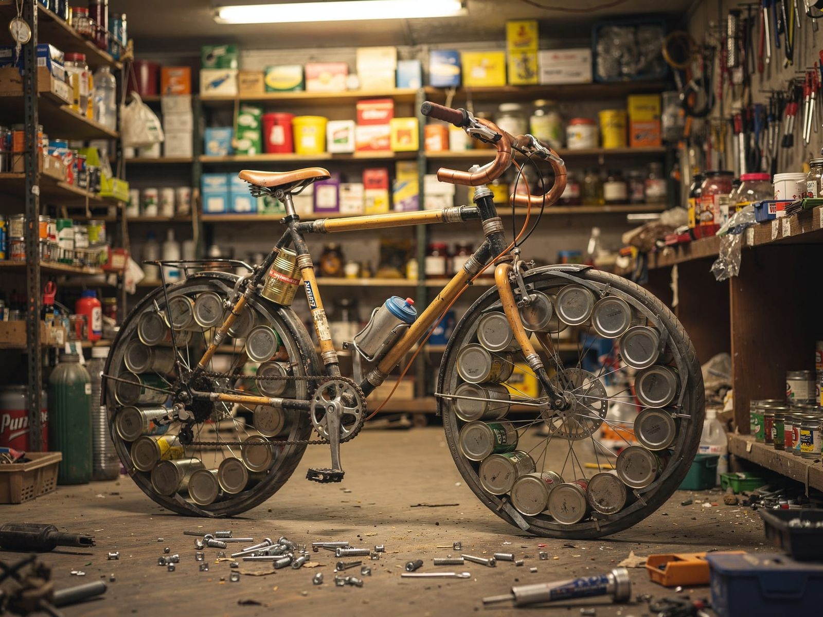 Bicycle Constructed from Shop Materials