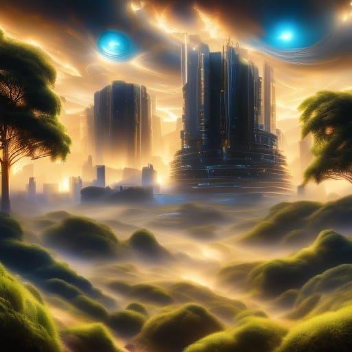 Solarpunk Eco City Masterpiece in Vibrant Ultra Photorealism