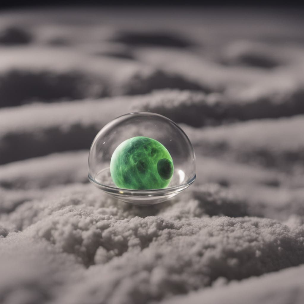 Miniature Alien Spaceship on Moon in Hyperrealistic Photo