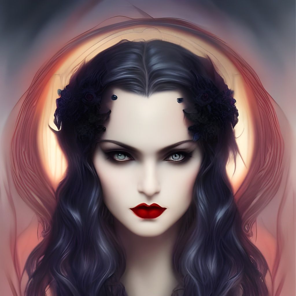 Glamorous Dark Fantasy Woman in Vintage Style