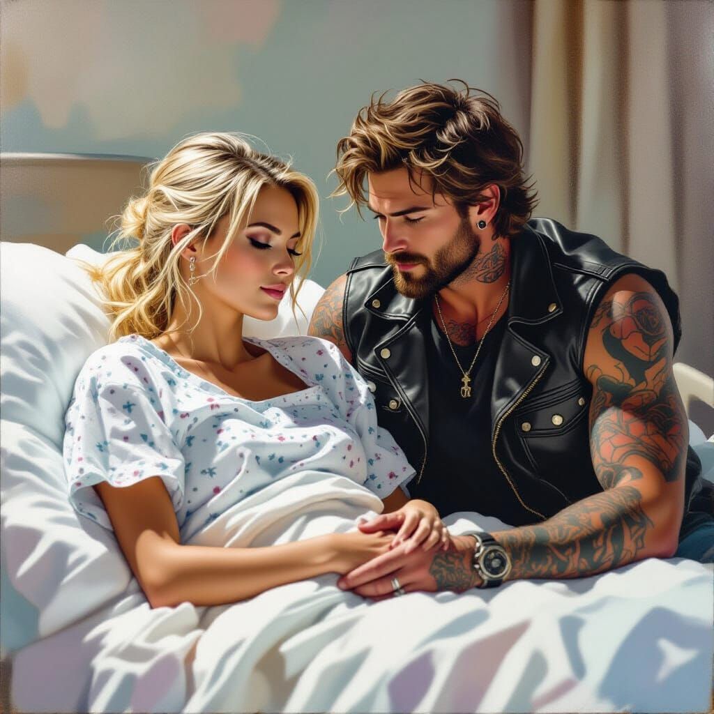 Emotional Hospital Scene in Audrey Kawasaki Style