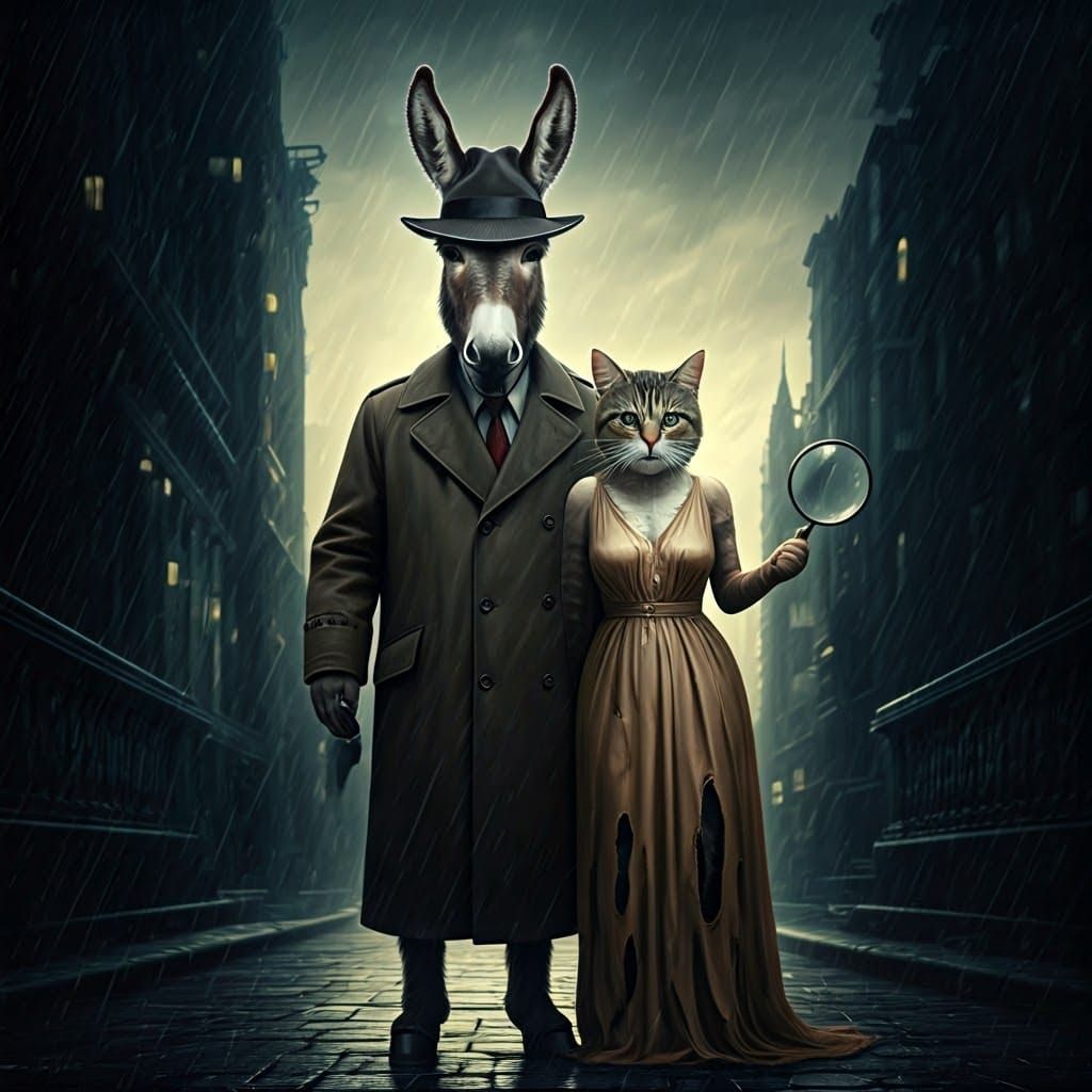 Cyberpunk Donkey Detective Saves Feline Femme Fatale