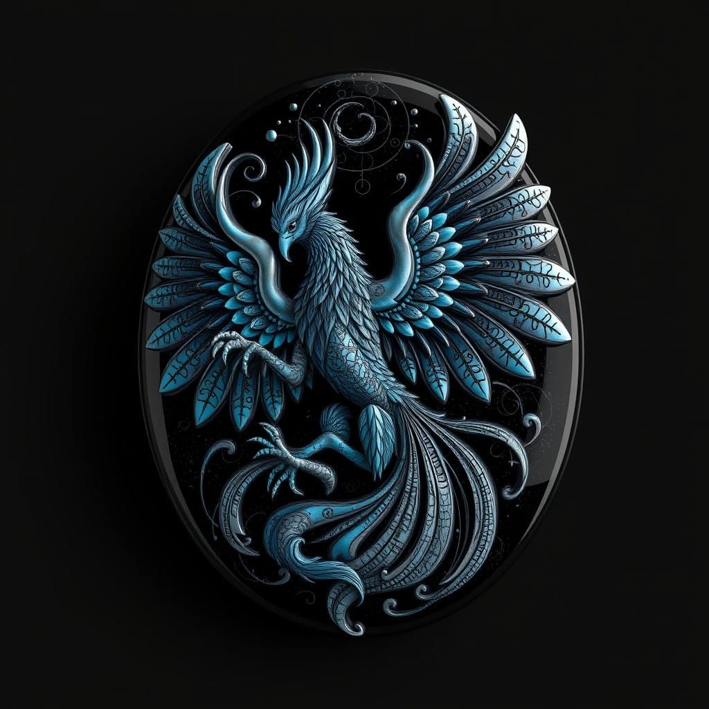 Celestial Phoenix in Intricate Opal Cameo